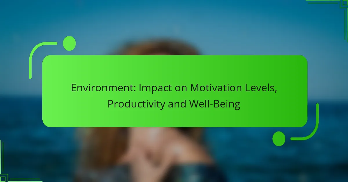 Environment: Impact on Motivation Levels, Productivity and Well-Being