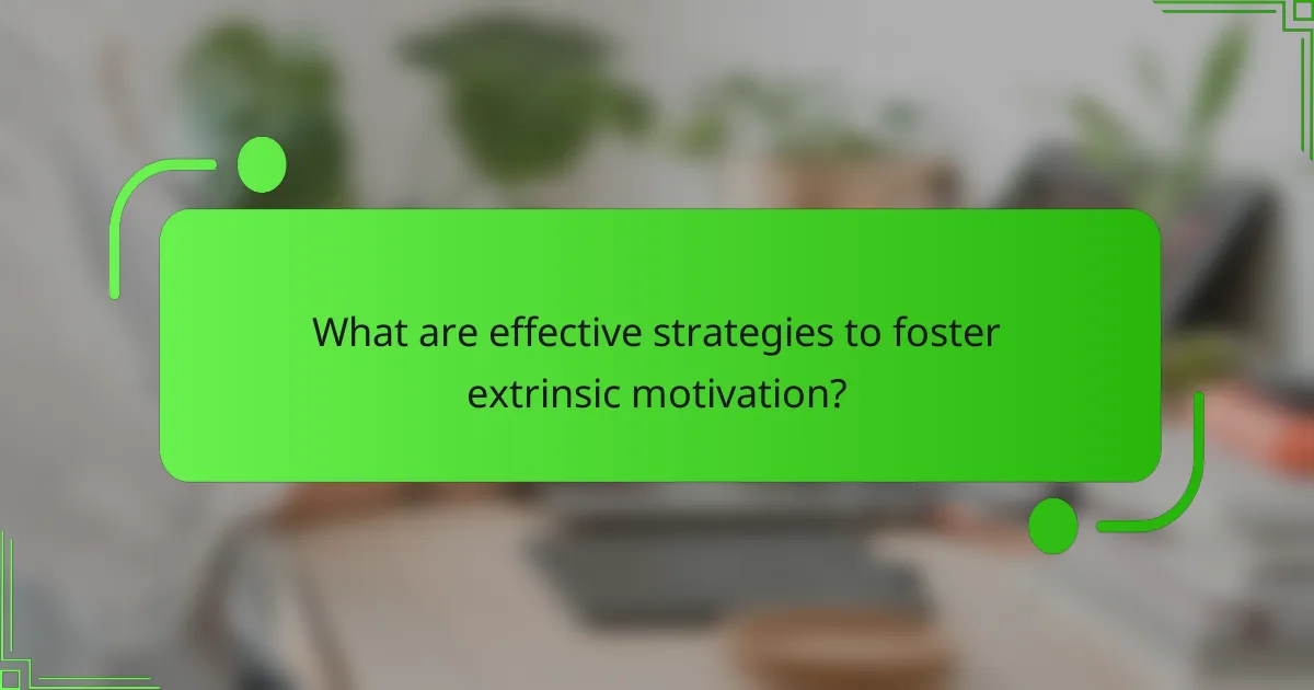What are effective strategies to foster extrinsic motivation?